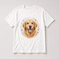 Custom pet t-shirt on white tee, sample illustrated dog portrait print